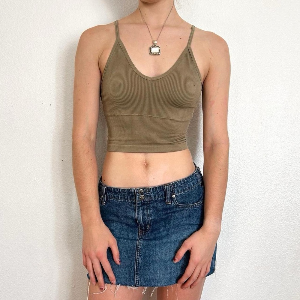 khaki green seamless tank top